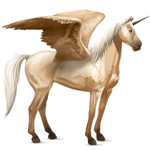 Крылатый верховой единорог Лошадь лузитанской породы Соловая (Паломино)