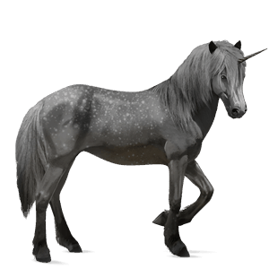 Верховой единорог Лошадь лузитанской породы Светло-серый